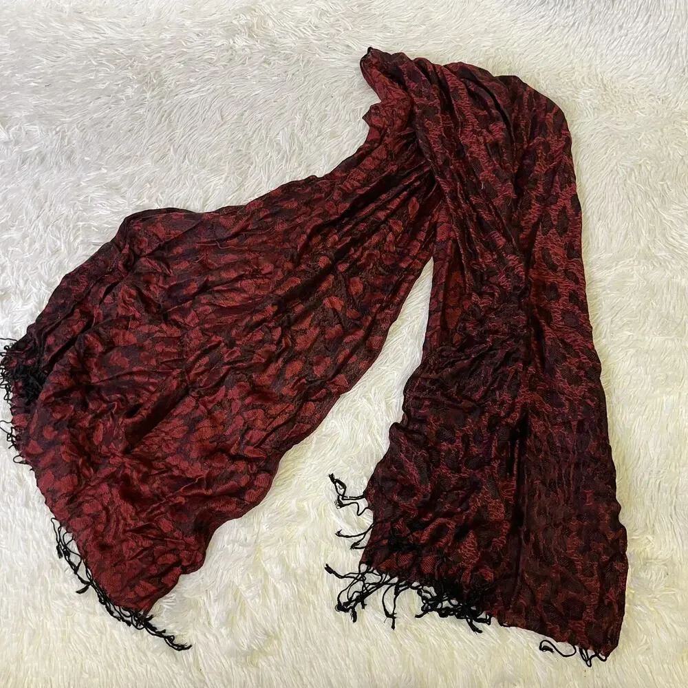 Head Wrap Fringes Tichel Scarf Chemo Covering Black Headscarf Red